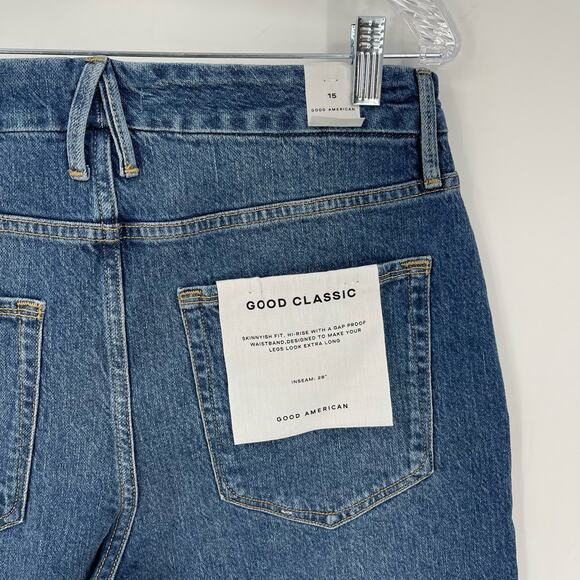 Good American Good Crop Raw Hem Slim Jeans Blue 940 Women's Size 15 NWT - Picture 6 of 8